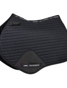 The durable WeatherBeeta Prime Jump Saddle Pad is a cotton pad and has a wick easy lining and breathable mesh spine to help keep your horse cool dry and comfortable